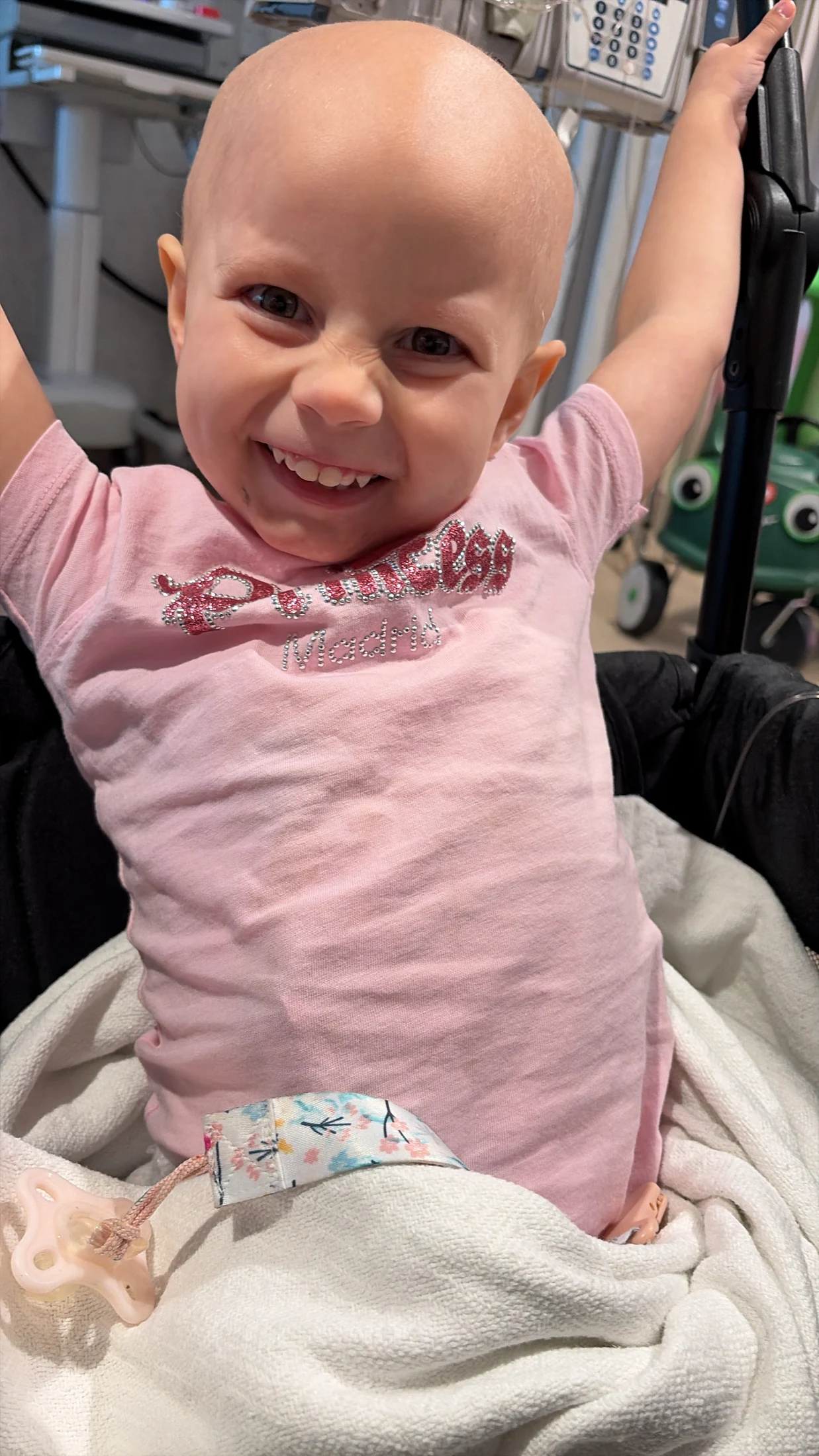 Remington smiling during a hospital stay